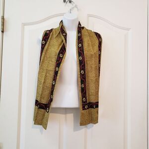 Serge Nancel Gold and Black Patterned Scarf